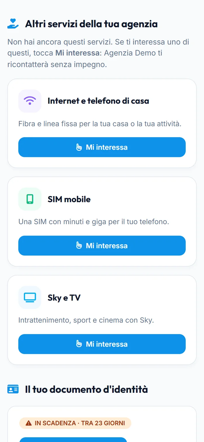 Altri servizi della tua agenzia con il pulsante Mi interessa